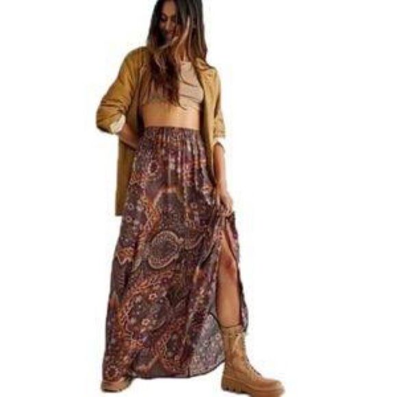 Free People Annalise Printed Maxi Skirt Size S - Picture 1 of 6